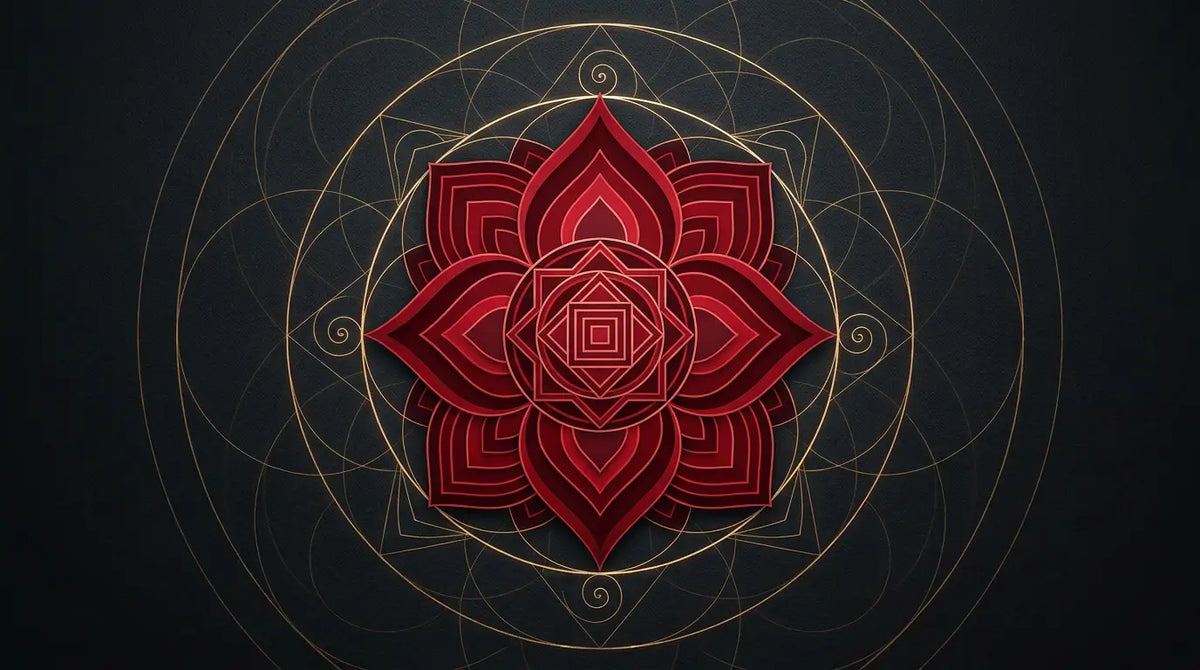 Wurzelchakra Muladhara – rotes geometrisches Mandala