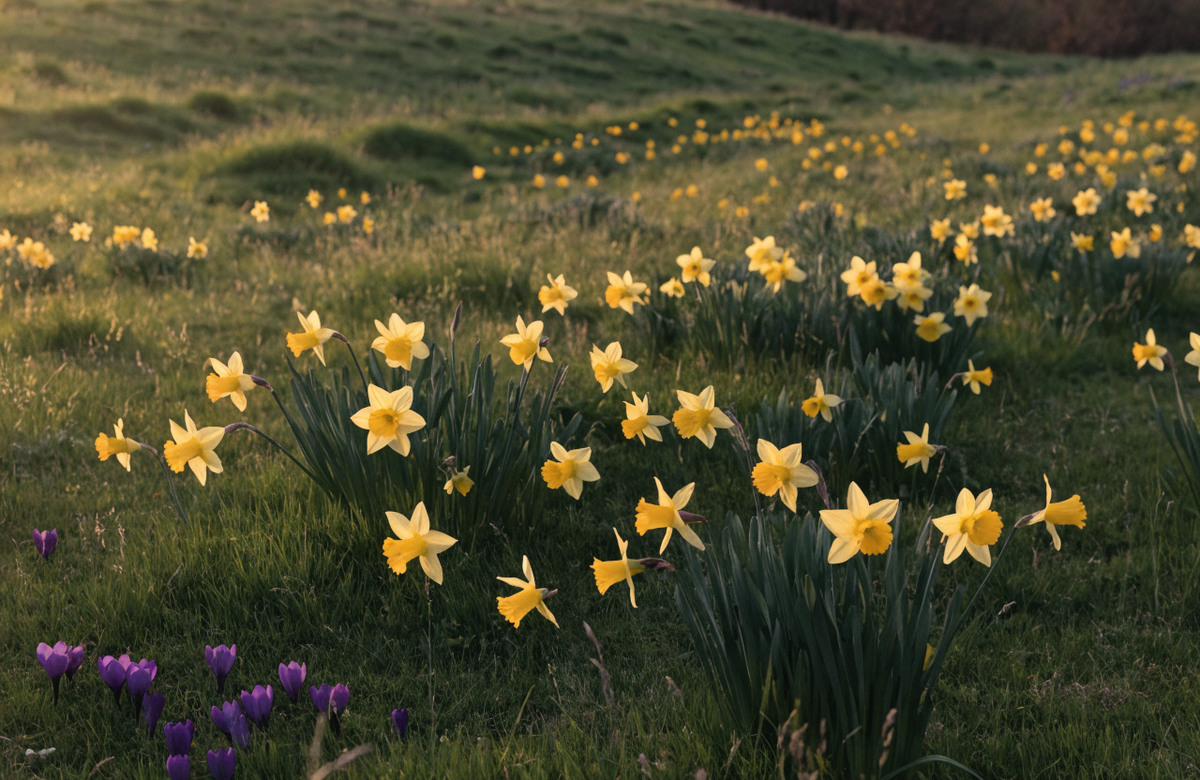 Ostara – Narzissenwiese im Sonnenaufgang