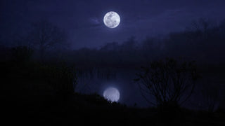 Vollmond im Skorpion - dunkler Mond über Wasser