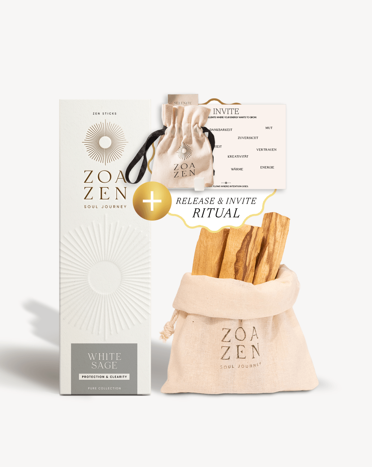 Energy Cleanse Ritual Set von ZoaZen – energetische Reinigung mit White Sage, Palo Santo und Release-&-Invite-Ritual