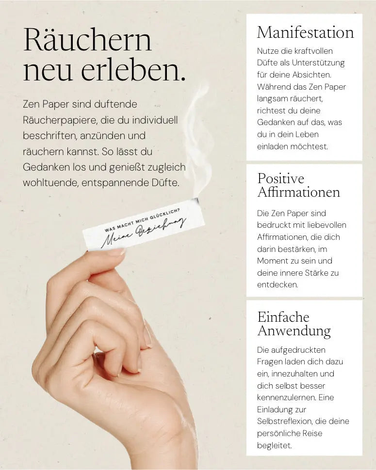Core Zen Paper Bundle von ZoaZen – Set aus beschreibbaren Räucherpapieren der Core Collection