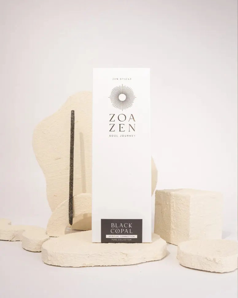 Black Copal Zen Sticks von ZoaZen – natürliche Räucherstäbchen der Pure Collection für spirituelle Verbindung – Produktansicht