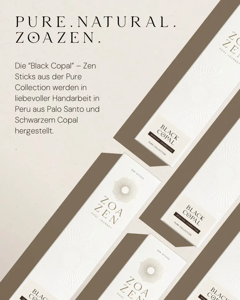 Black Copal Zen Sticks von ZoaZen – natürliche Räucherstäbchen der Pure Collection für spirituelle Verbindung