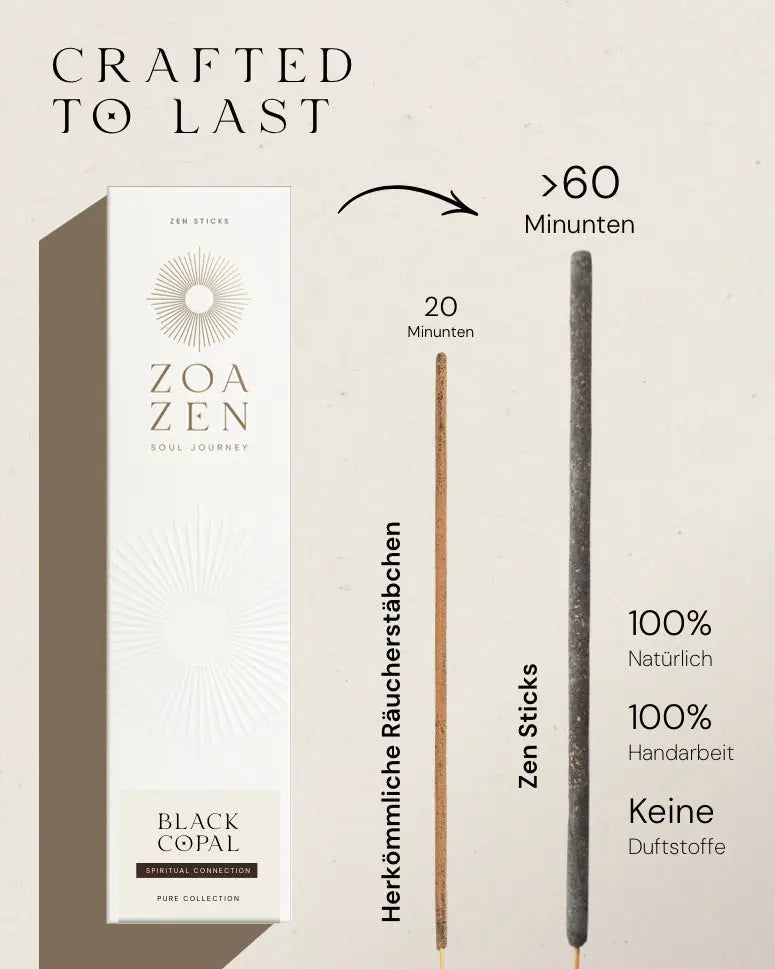 Black Copal Zen Sticks von ZoaZen – natürliche Räucherstäbchen der Pure Collection für spirituelle Verbindung