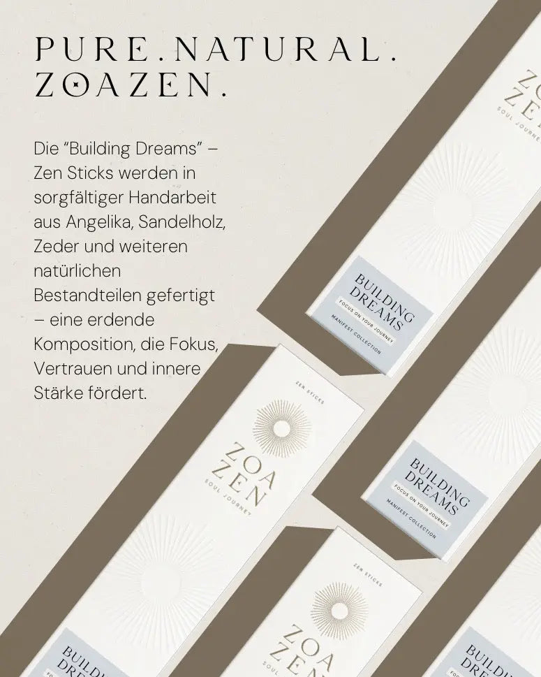 Building Dreams Zen Sticks von ZoaZen – natürliche Räucherstäbchen der Manifest-Kollektion für Motivation und Ziele – weitere Ansicht