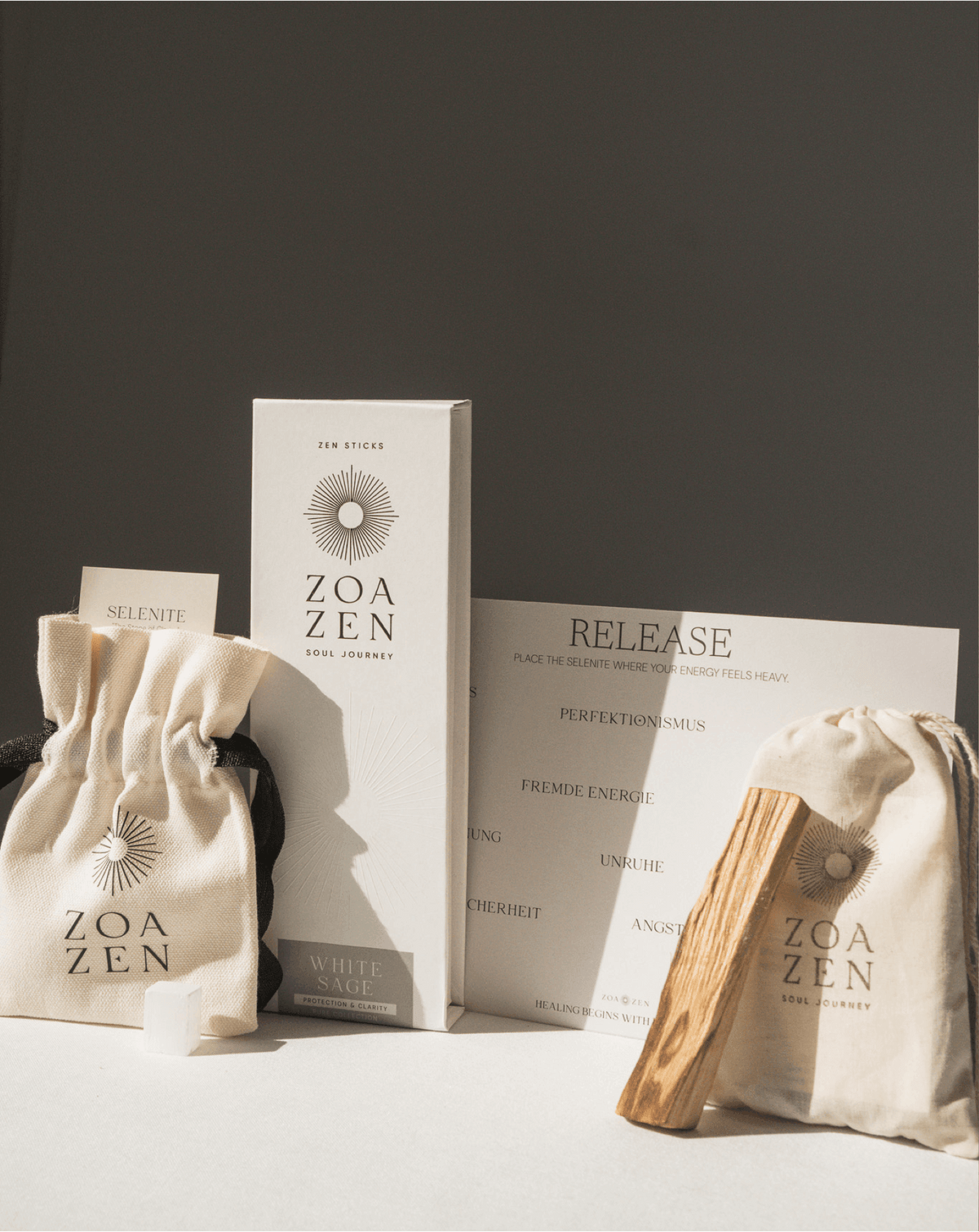 Energy Cleanse Ritual Set von ZoaZen – energetische Reinigung mit White Sage, Palo Santo und Release-&-Invite-Ritual – Produktansicht