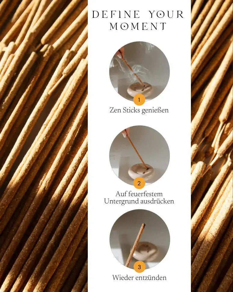 Cinnamon Zen Sticks von ZoaZen – natürliche Zimt-Räucherstäbchen der Pure Collection für Wärme und Geborgenheit – Verpackung im Detail