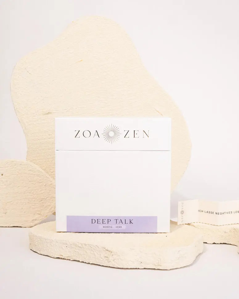 Deep Talk Zen Paper von ZoaZen – beschreibbares Räucherpapier der Core Collection mit würzig-herbem Duft