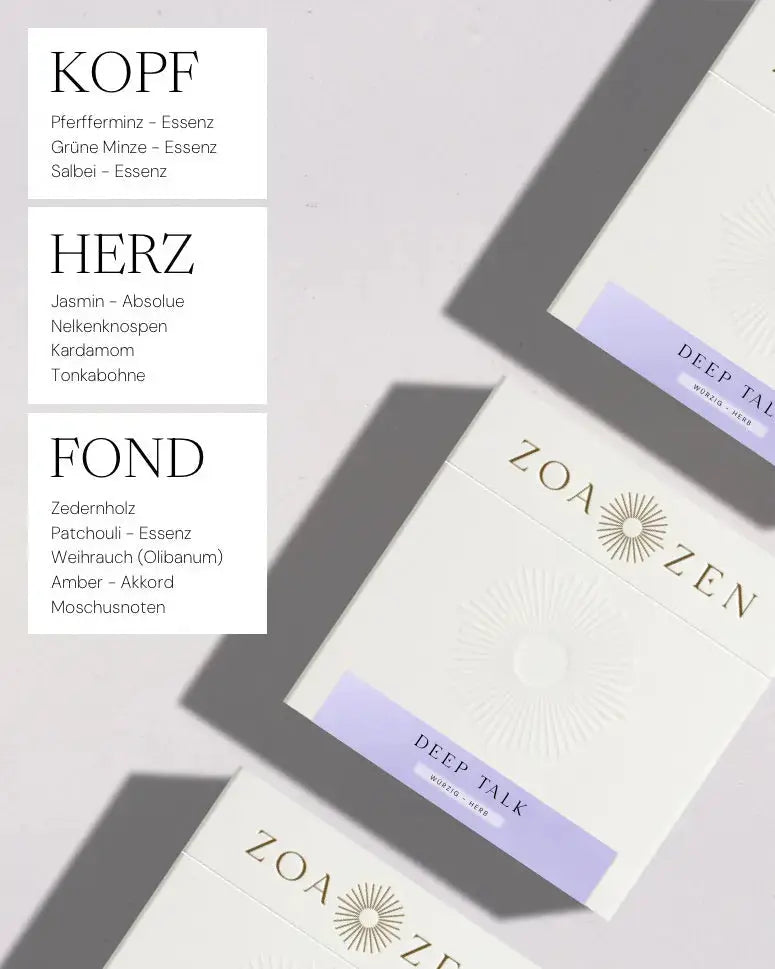 Deep Talk Zen Paper von ZoaZen – beschreibbares Räucherpapier der Core Collection mit würzig-herbem Duft – Produktansicht