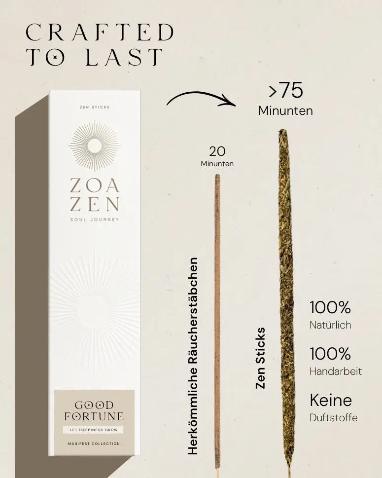 Good Fortune Zen Sticks von ZoaZen – natürliche Räucherstäbchen der Manifest-Kollektion für Glück und positive Energie