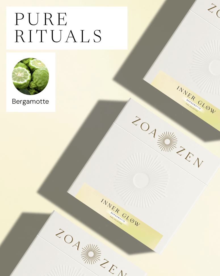 Zoa Zen Inner Glow Box, Bergamotte, elegante Verpackung für ein luxuriöses Ritual.
