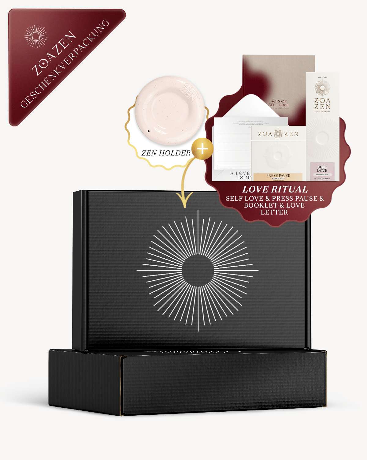 The Love Ritual Geschenkset mit Zen Holder von ZoaZen – Selbstliebe-Ritual-Set inklusive Keramikhalter