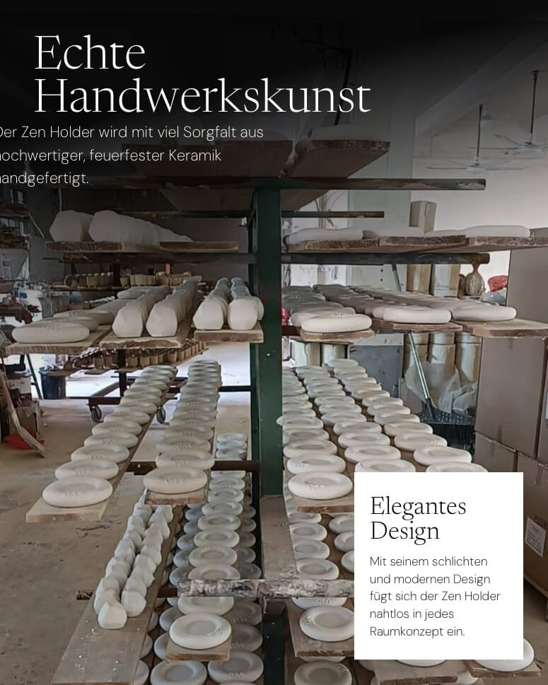 Zen Holder aus hochwertiger, feuerfester Keramik, elegantes, modernes Design für jede Einrichtung.