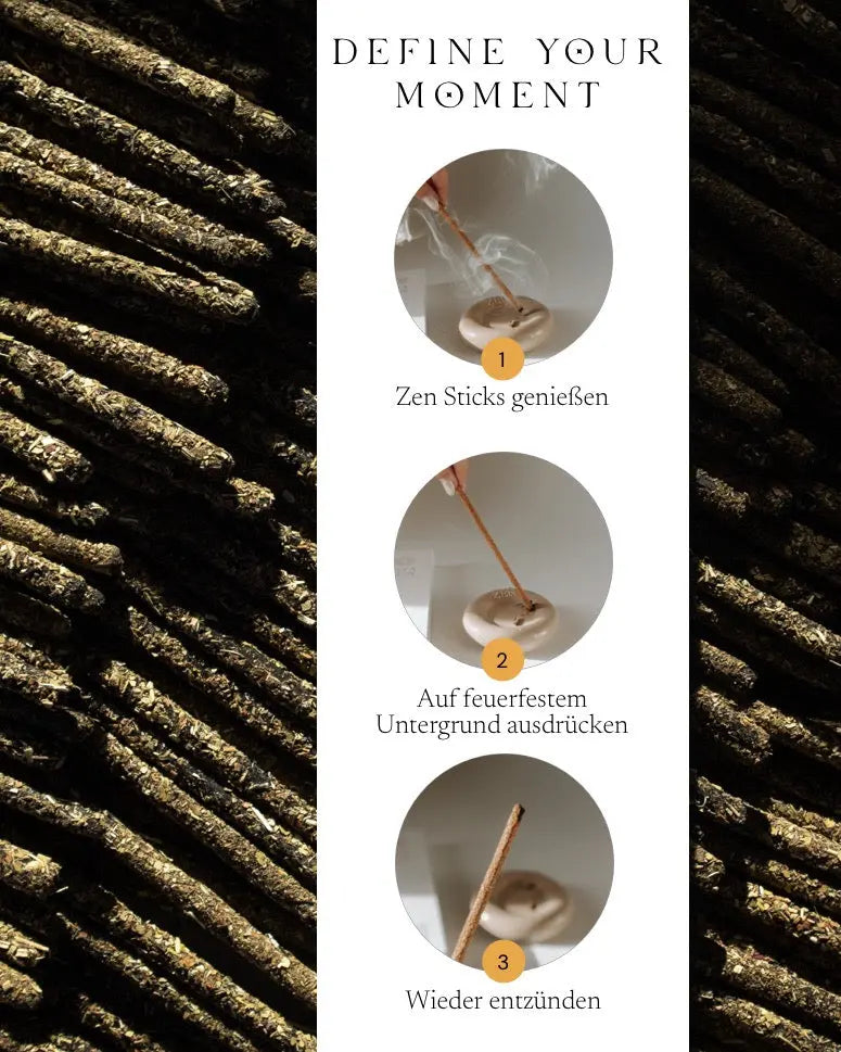 Peace of Mind Zen Sticks von ZoaZen – natürliche Räucherstäbchen der Manifest-Kollektion für Entspannung und innere Ruhe – Verpackung im Detail