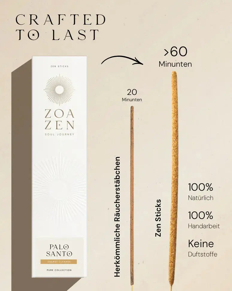 Palo Santo Zen Sticks von ZoaZen – natürliche Räucherstäbchen der Pure Collection für energetische Reinigung