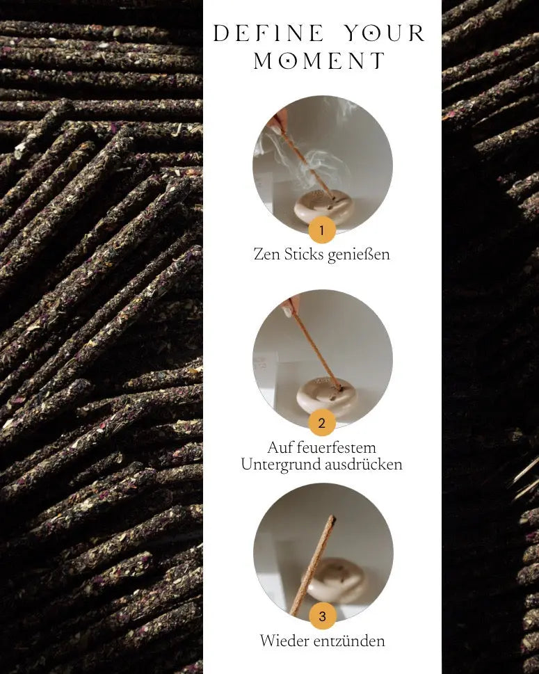 Self Love Zen Sticks von ZoaZen – natürliche Räucherstäbchen mit Palo Santo und Myrte für Selbstliebe, Manifest-Kollektion – Verpackung im Detail