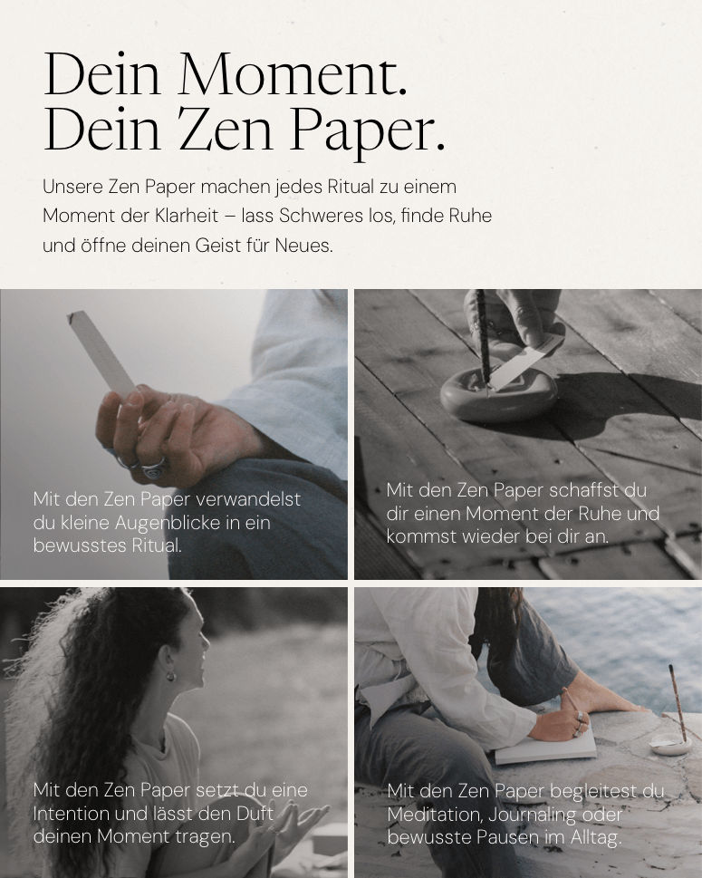 Zen Paper, weißes Papier für Meditation und Journaling, ideal für ruhige Momente und bewusste Rituale.