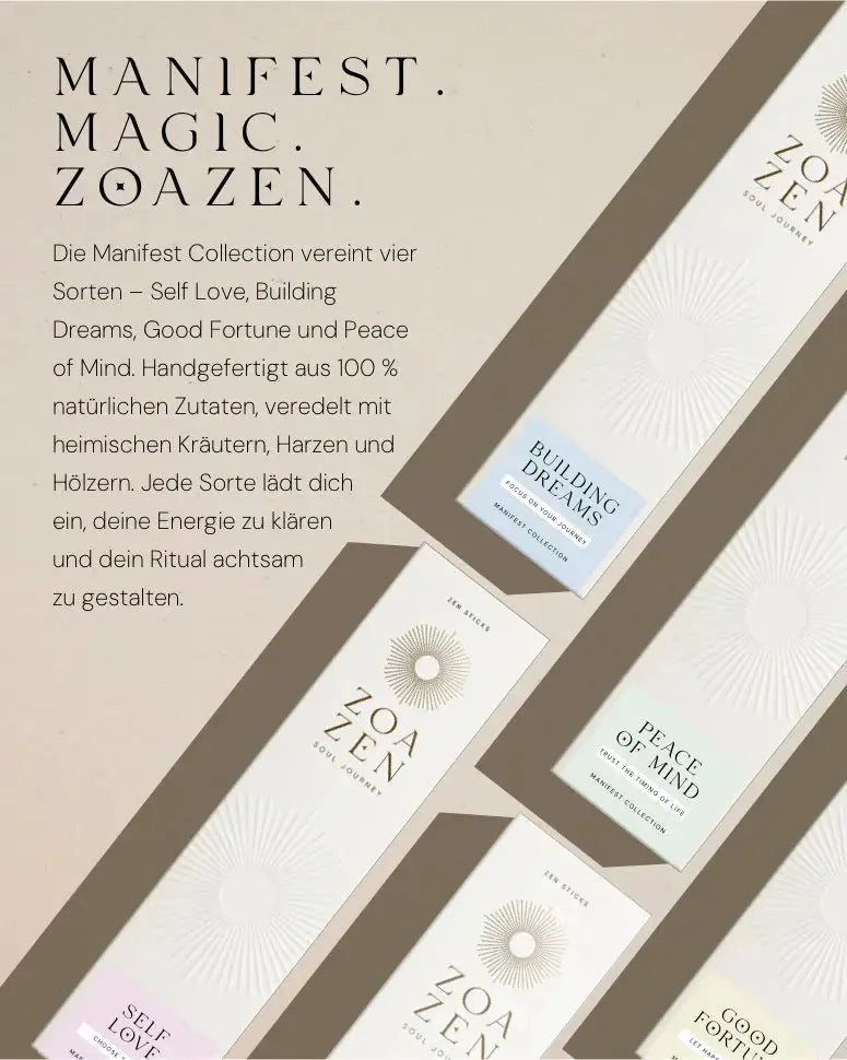 Zen Sticks Starter Bundle von ZoaZen – Einsteiger-Set mit natürlichen Räucherstäbchen und Keramik-Zen-Holder – Detailaufnahme