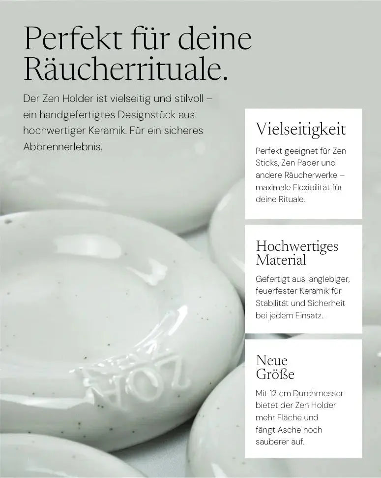 Zen Sticks Starter Bundle von ZoaZen – Einsteiger-Set mit natürlichen Räucherstäbchen und Keramik-Zen-Holder – Detailaufnahme