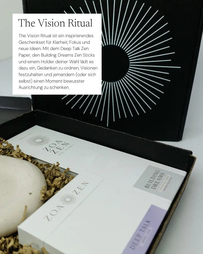 The Vision Ritual Geschenkset von ZoaZen – Ritual-Set für Fokus, Klarheit und Manifestation – Detailaufnahme