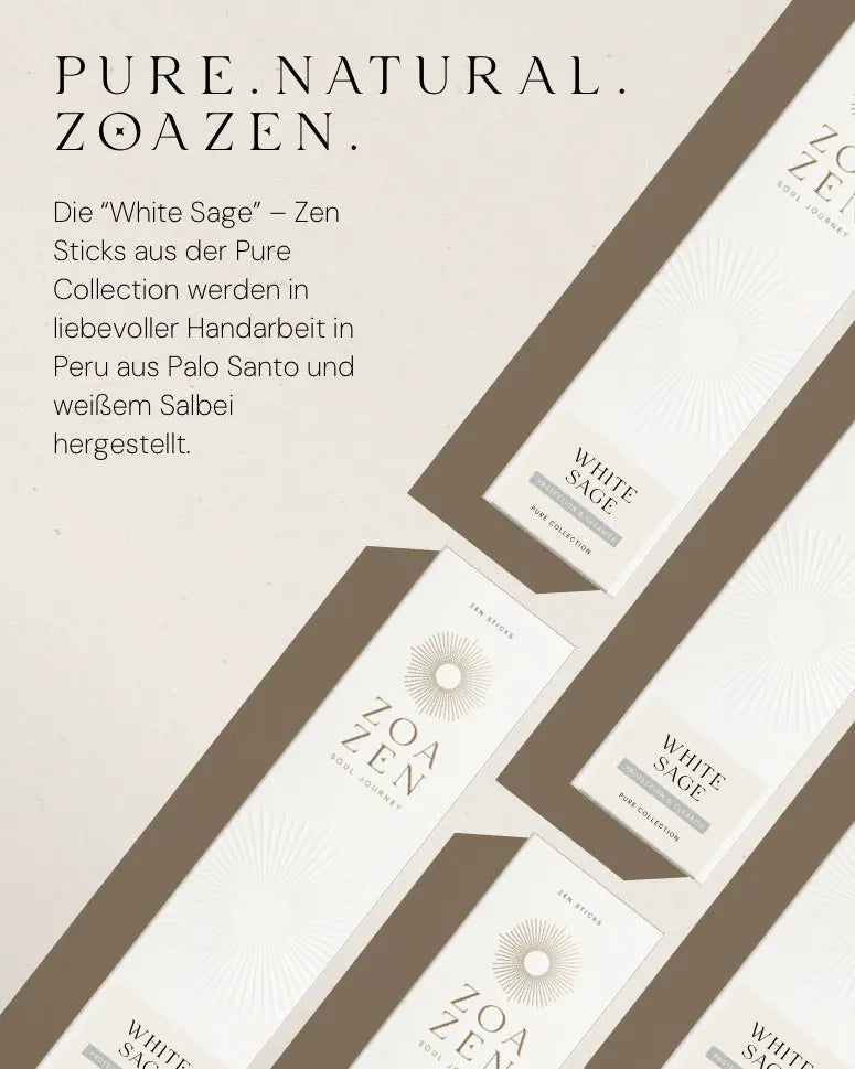 White Sage Zen Sticks von ZoaZen – natürliche Räucherstäbchen der Pure Collection für Schutz und Klarheit
