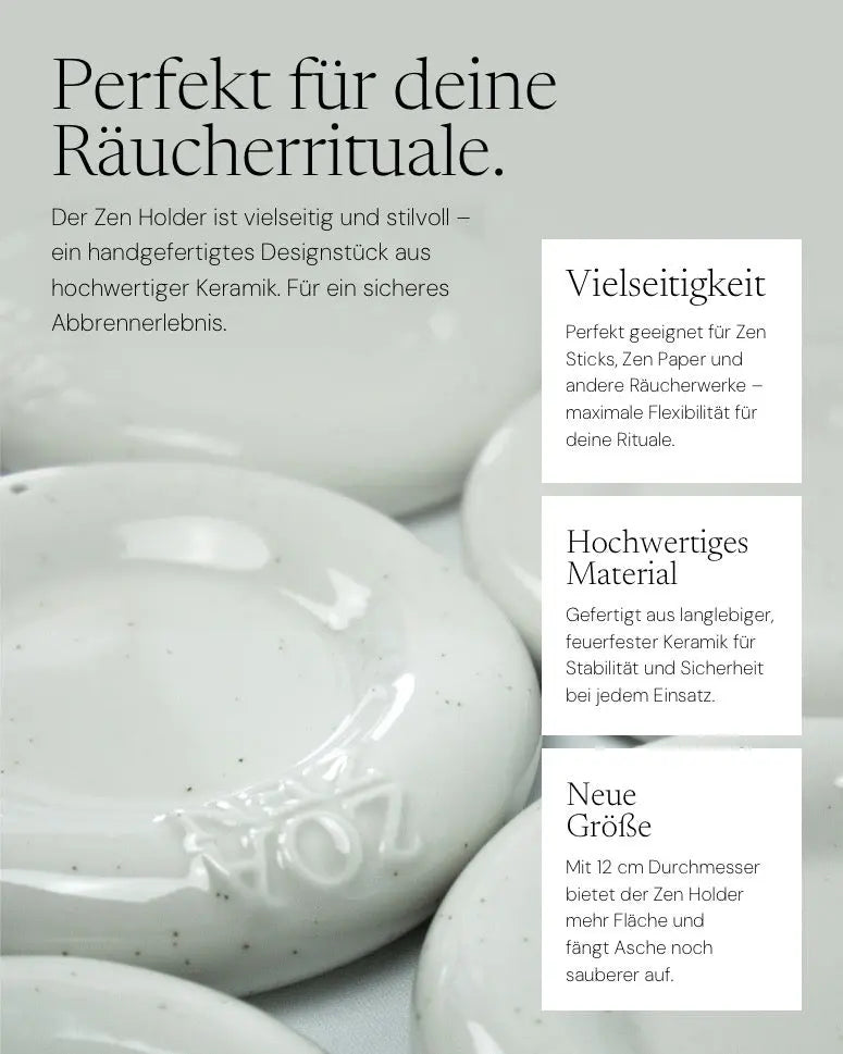 Zen Holder von ZoaZen – handgefertigter Keramikhalter für Zen Sticks und Zen Paper – Produktansicht