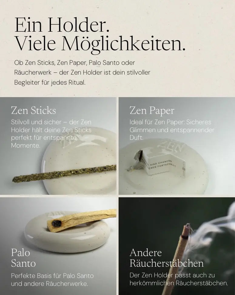 Zen Holder von ZoaZen – handgefertigter Keramikhalter für Zen Sticks und Zen Paper – Detailaufnahme