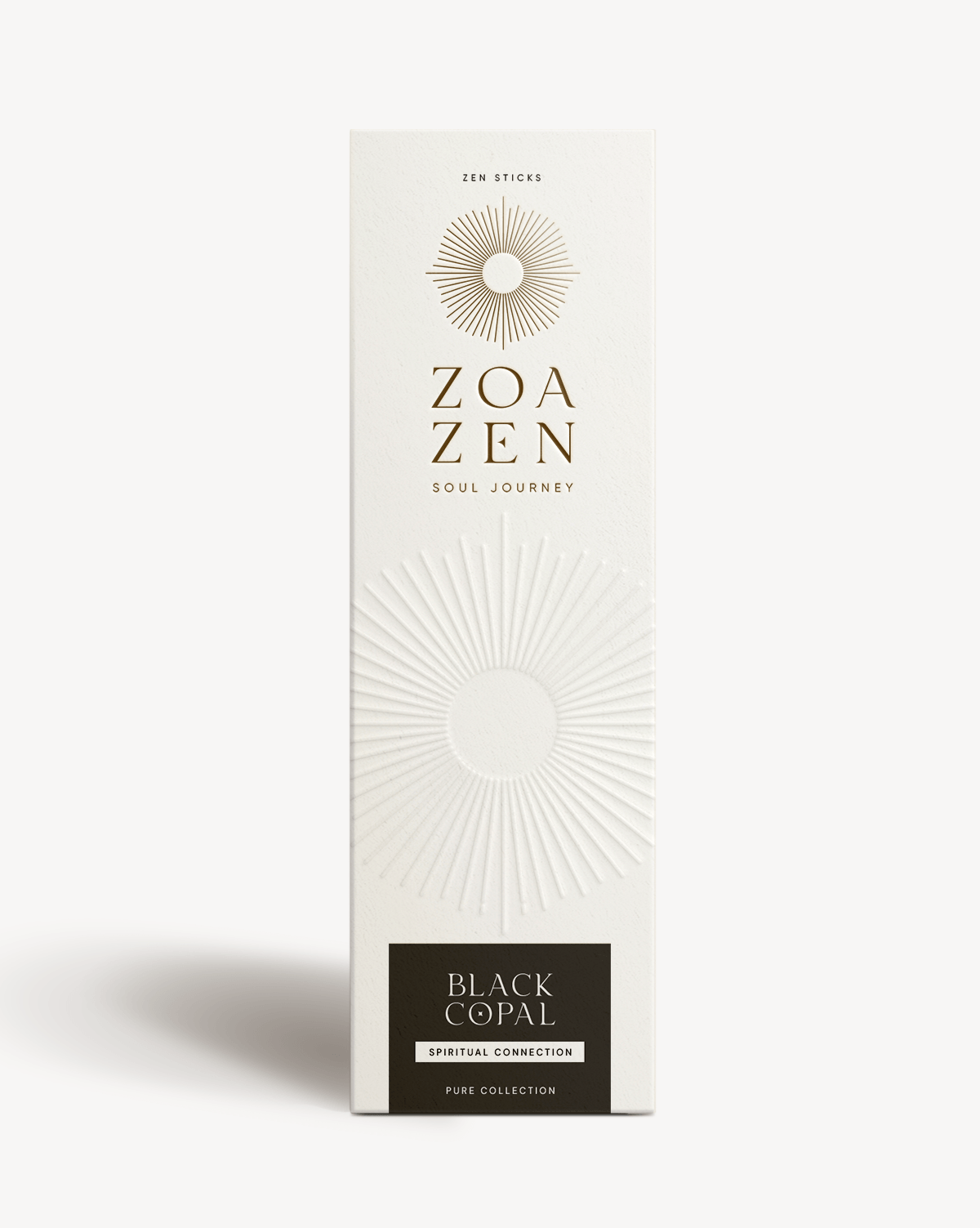 Zoa Zen Sticks, Black Copal, weiße Verpackung, spirituelle Verbindung, Pure Collection.